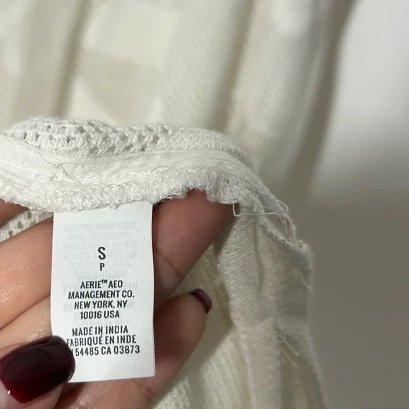 Aerie White Semi Sheer Tropical Floral Lace Beach Cover Up Dress size small NWT - Picture 13 of 16